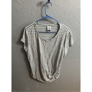 Womens Gray White Striped Pullover Short‎ Sleeve Size Large Cabi